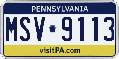 PA license plate MSV9113
