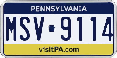 PA license plate MSV9114