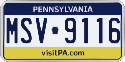 PA license plate MSV9116