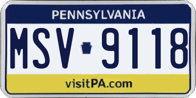 PA license plate MSV9118