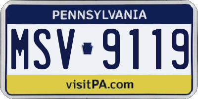PA license plate MSV9119