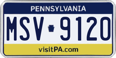 PA license plate MSV9120