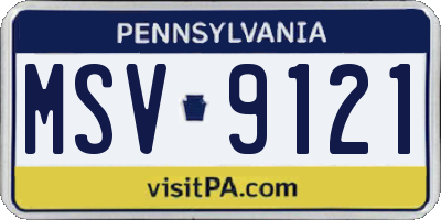 PA license plate MSV9121