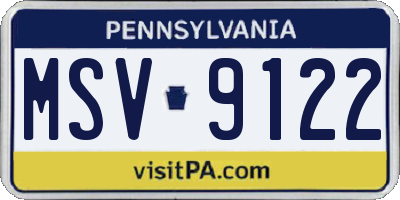 PA license plate MSV9122