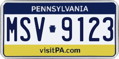PA license plate MSV9123