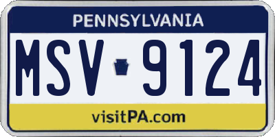 PA license plate MSV9124