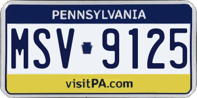 PA license plate MSV9125
