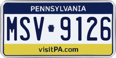 PA license plate MSV9126