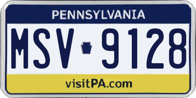PA license plate MSV9128