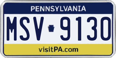 PA license plate MSV9130