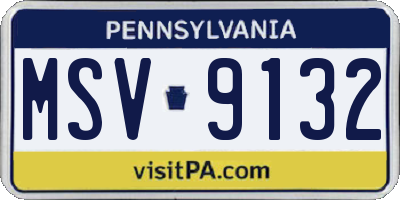 PA license plate MSV9132