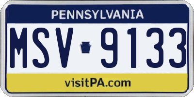 PA license plate MSV9133