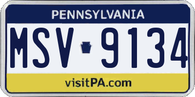 PA license plate MSV9134