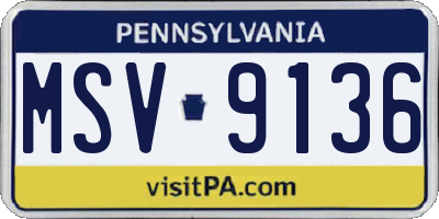 PA license plate MSV9136