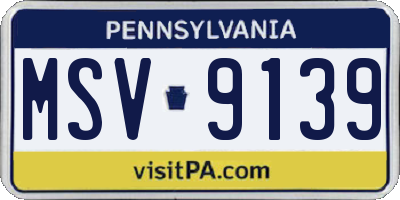 PA license plate MSV9139