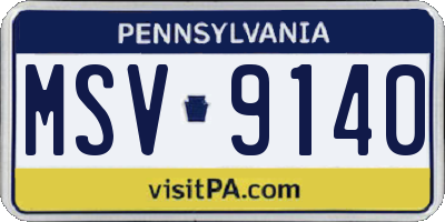 PA license plate MSV9140