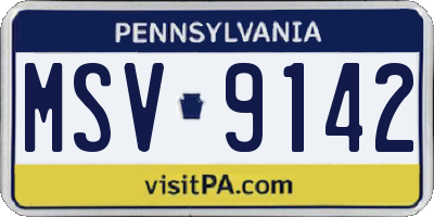 PA license plate MSV9142