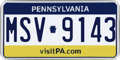 PA license plate MSV9143