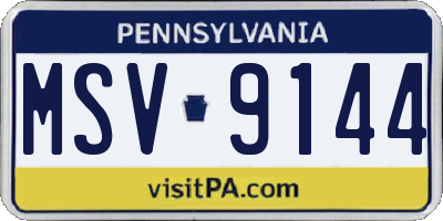 PA license plate MSV9144