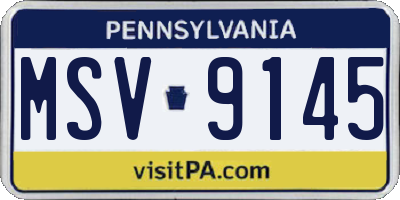 PA license plate MSV9145