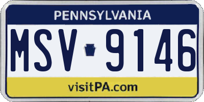 PA license plate MSV9146