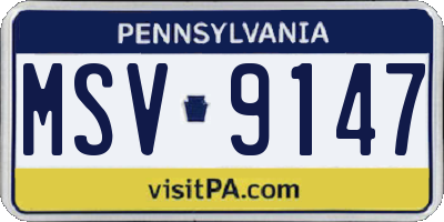PA license plate MSV9147