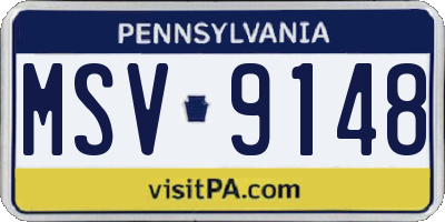 PA license plate MSV9148