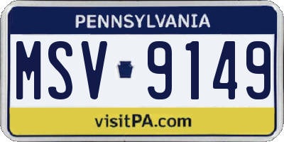 PA license plate MSV9149