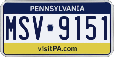 PA license plate MSV9151