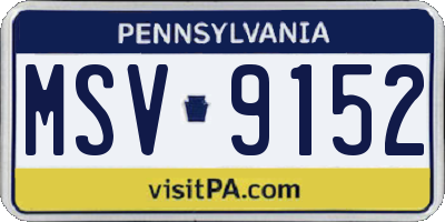 PA license plate MSV9152
