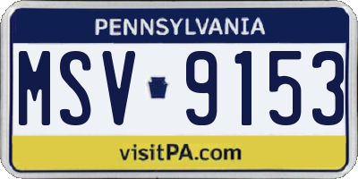 PA license plate MSV9153