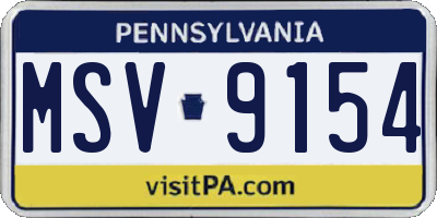 PA license plate MSV9154