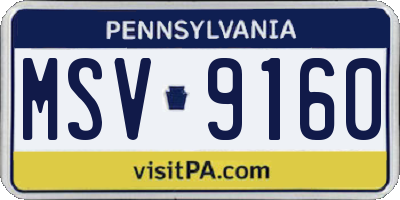 PA license plate MSV9160