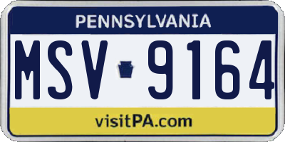 PA license plate MSV9164