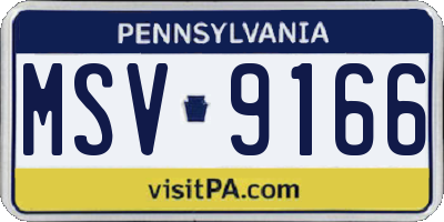 PA license plate MSV9166