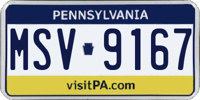 PA license plate MSV9167
