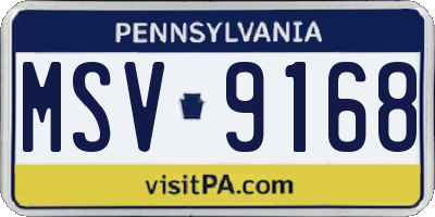 PA license plate MSV9168