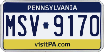 PA license plate MSV9170