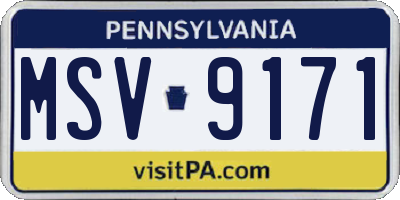 PA license plate MSV9171