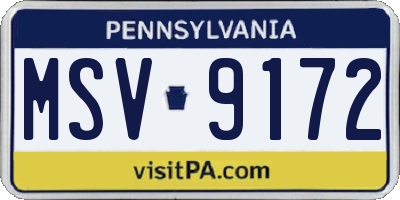 PA license plate MSV9172