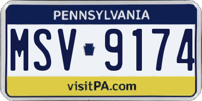 PA license plate MSV9174