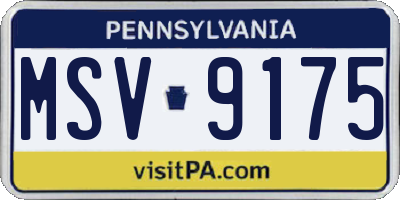 PA license plate MSV9175