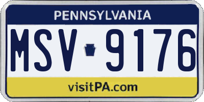 PA license plate MSV9176