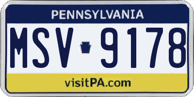 PA license plate MSV9178
