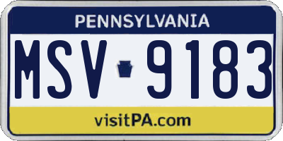 PA license plate MSV9183