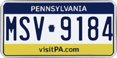 PA license plate MSV9184