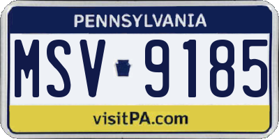 PA license plate MSV9185