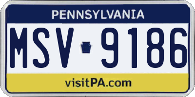 PA license plate MSV9186