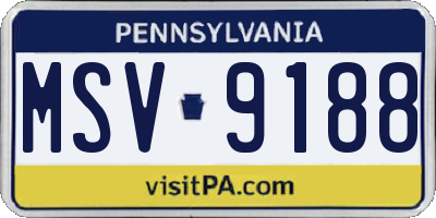 PA license plate MSV9188