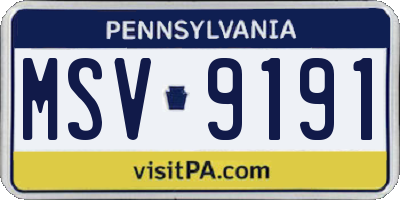 PA license plate MSV9191